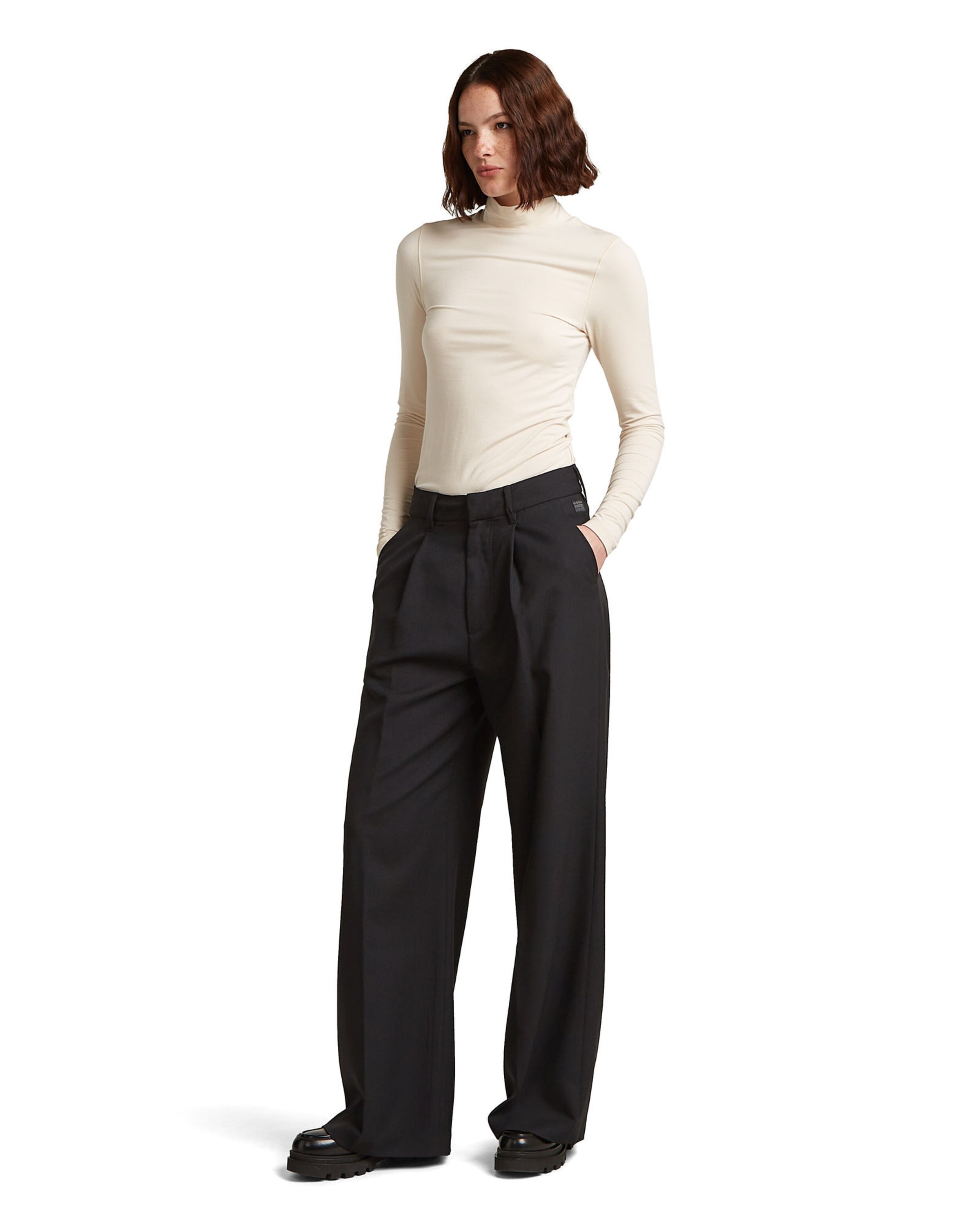 G-STAR Wide leg Pleat-front trousers 'Fluid' in Black