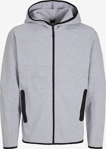 JACK & JONES Sweat jacket 'Fusion' in Grey: front