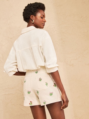 Regular Jean love & roses en beige