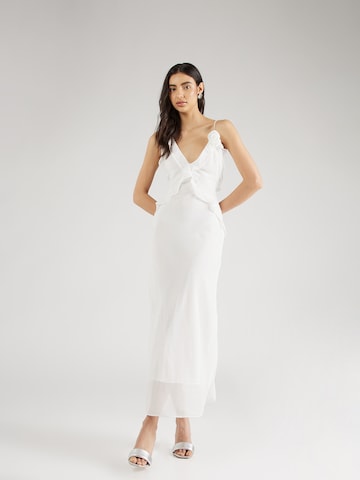 Robe de cocktail 'OLEA' Bardot en blanc : devant