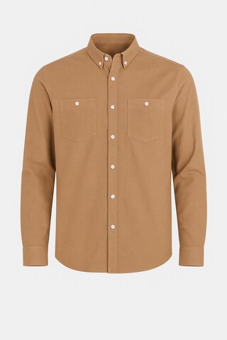 Ombre Regular fit Overhemd in Bruin: voorkant