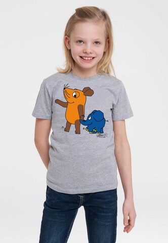 LOGOSHIRT Shirt 'Die Sendung mit der Maus - Maus & Elefant' in Grey: front