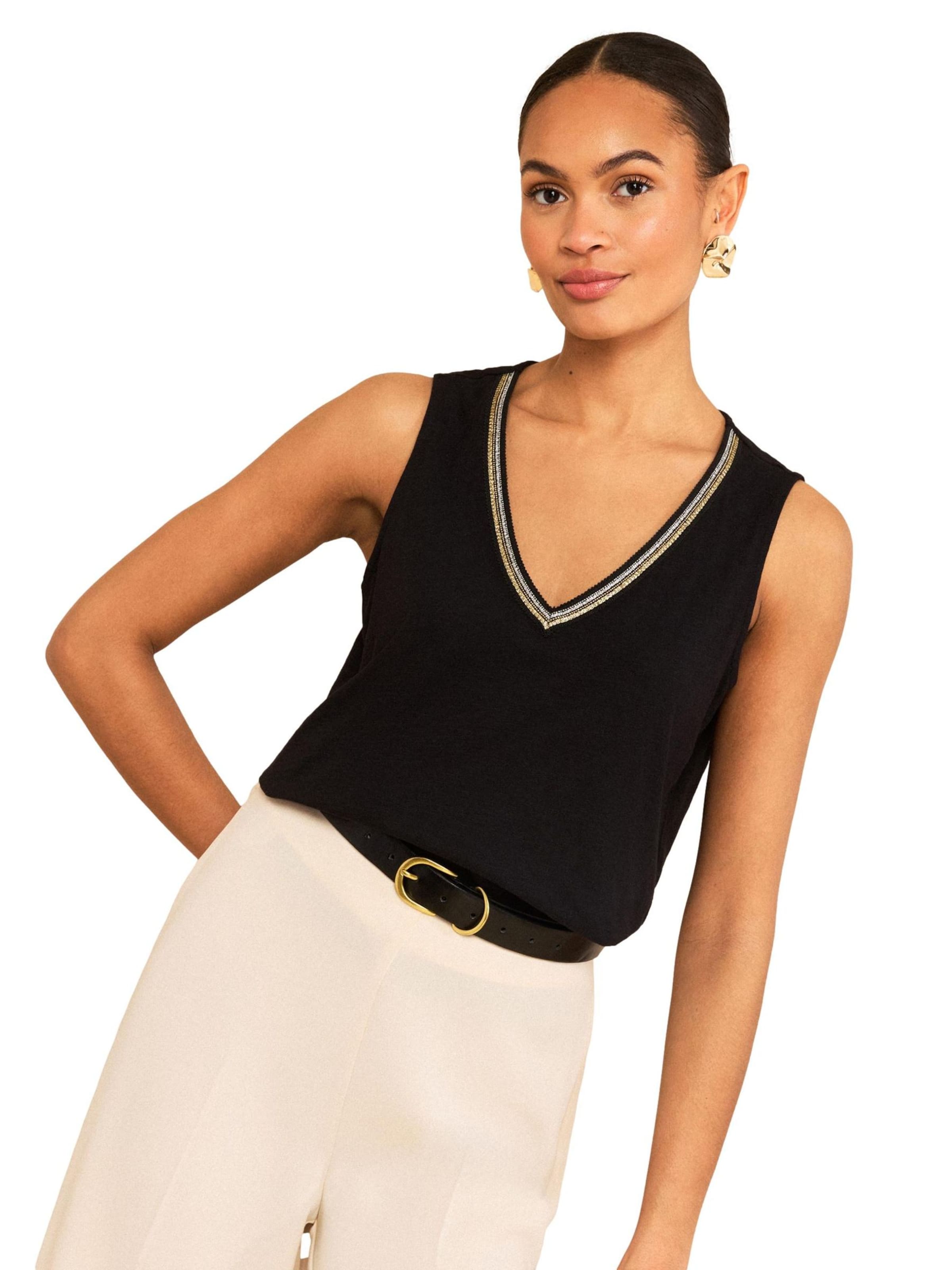love & roses Top in Schwarz: Vorderseite