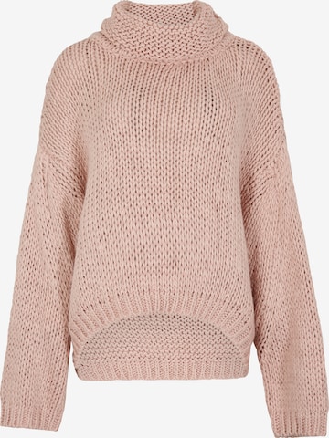 Apricot Chunky Knit Roll Neck Oversized Jumper ' ' in Pink: Vorderseite