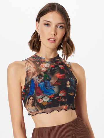 Top 'Renaissance' di Nasty Gal in nero: frontale