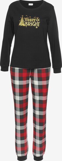 LASCANA Pijama en oro / gris claro / rojo fuego / negro, Vista del producto