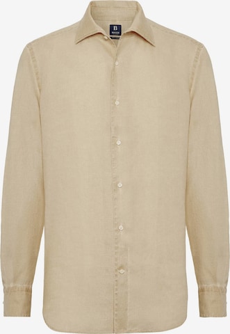 Boggi Milano Regular fit Button Up Shirt in Beige: front