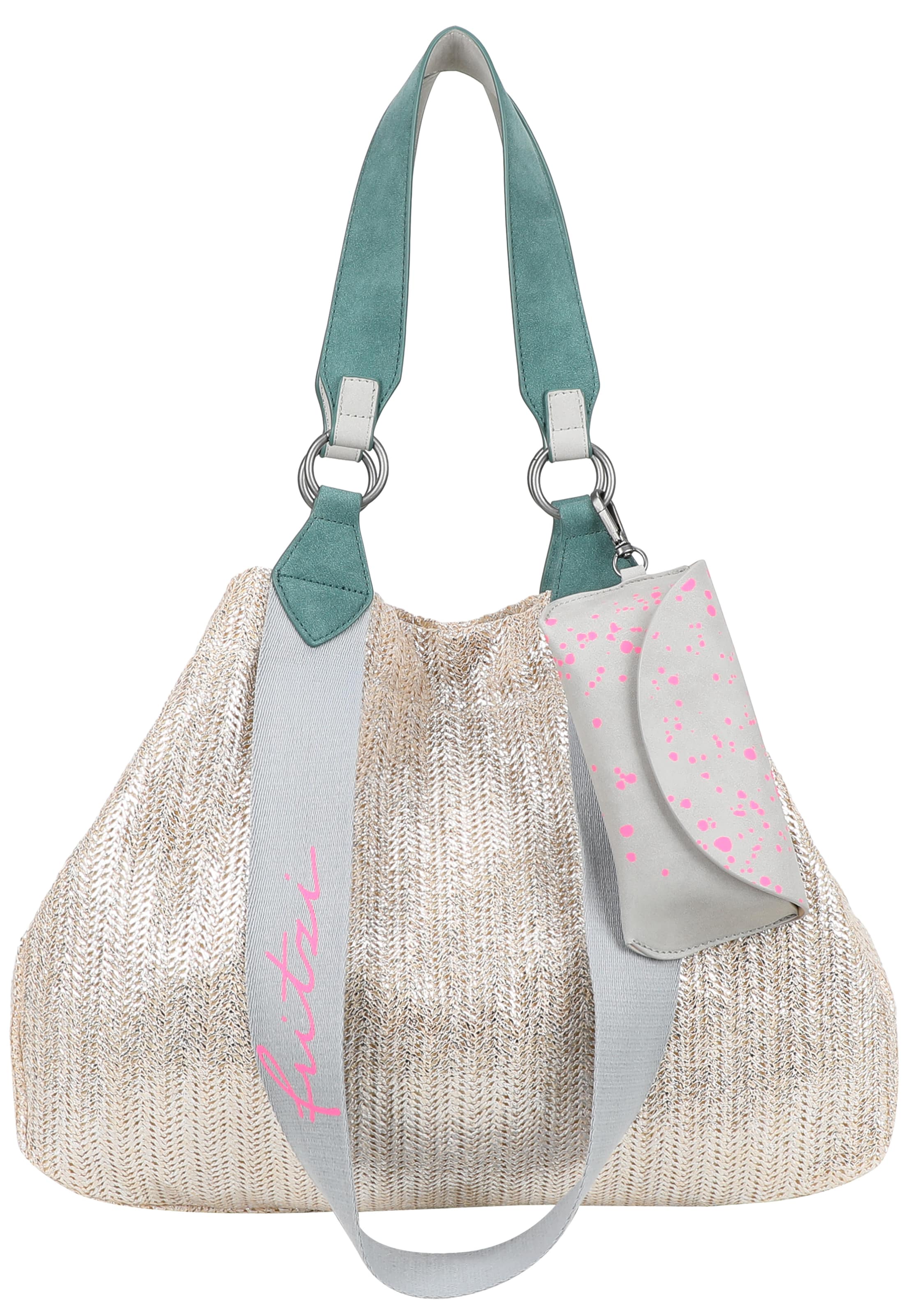 Fritzi aus Preußen Shopper 'Izzy Medium Limited Painted Straw' in Silver: front