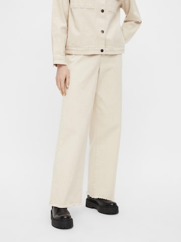 OBJECT Wide Leg Jeans 'Savannah' in Beige: predná strana