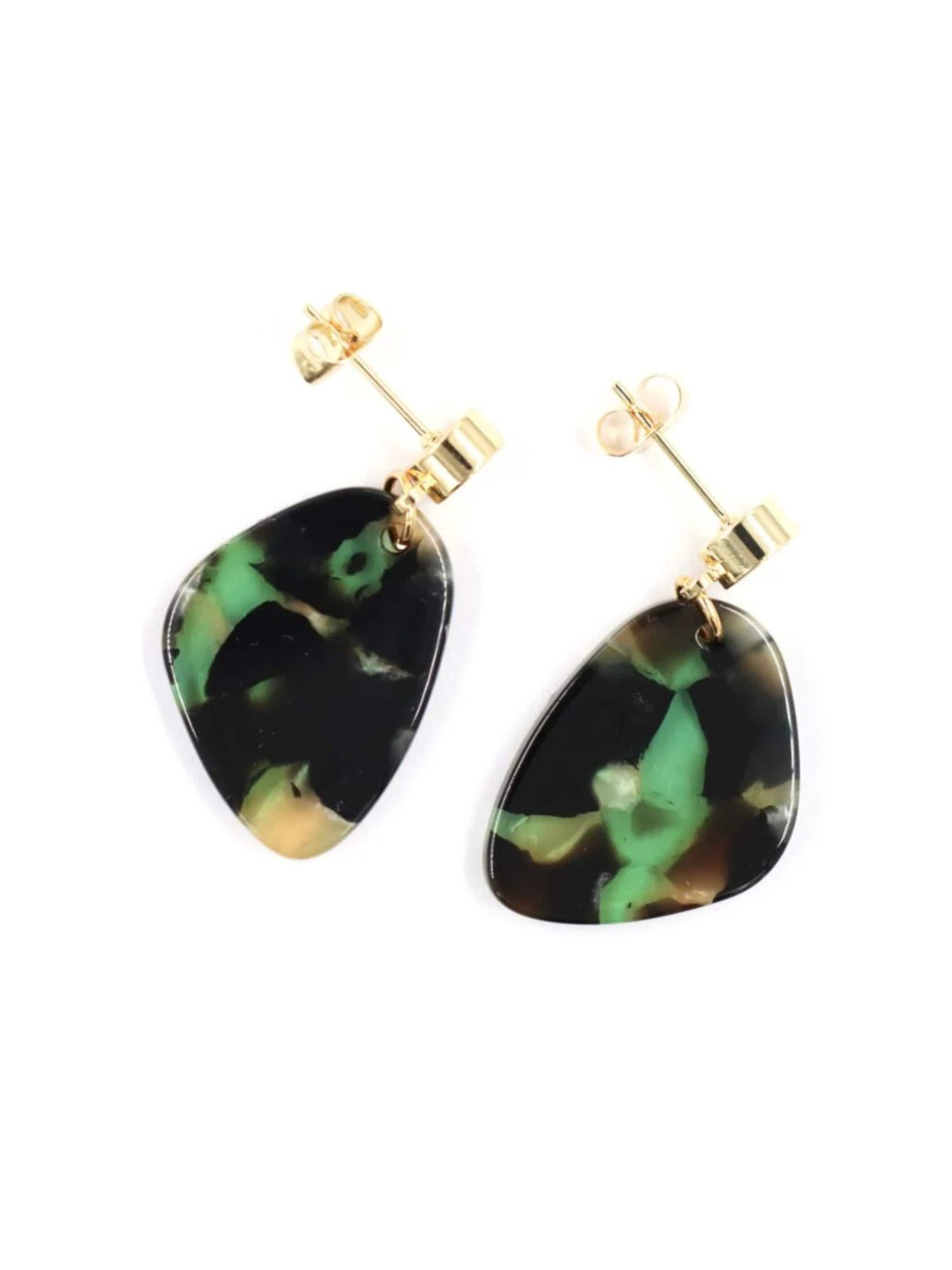 Fräulein Wunder Earrings 'Acetat Amy' in Green