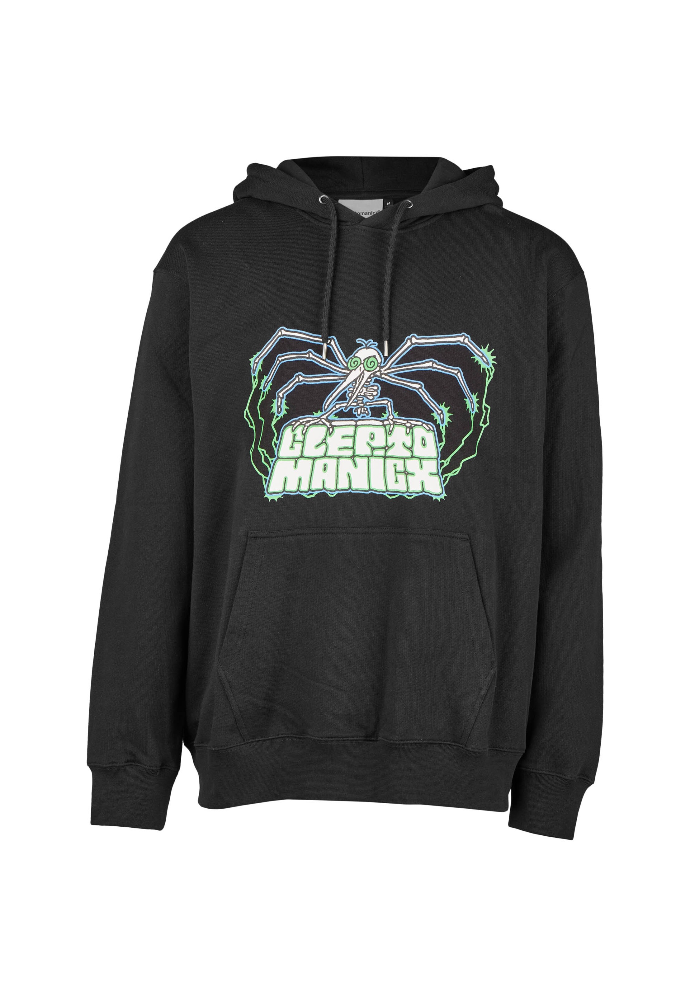 Cleptomanicx Kapuzensweatshirt 'Boxy Hooded Grave Gull' in Schwarz: Vorderseite