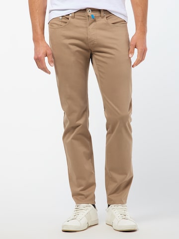 PIERRE CARDIN Chino Pants 'Lyon' in Brown: front