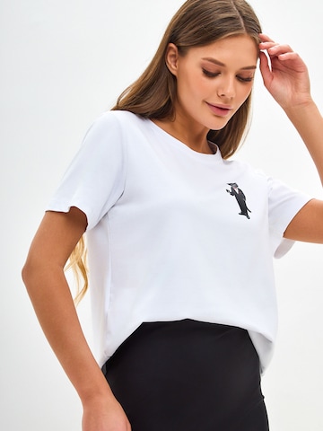 T-shirt 'DANDY CAT' CAT by Maniita Lacitta en blanc