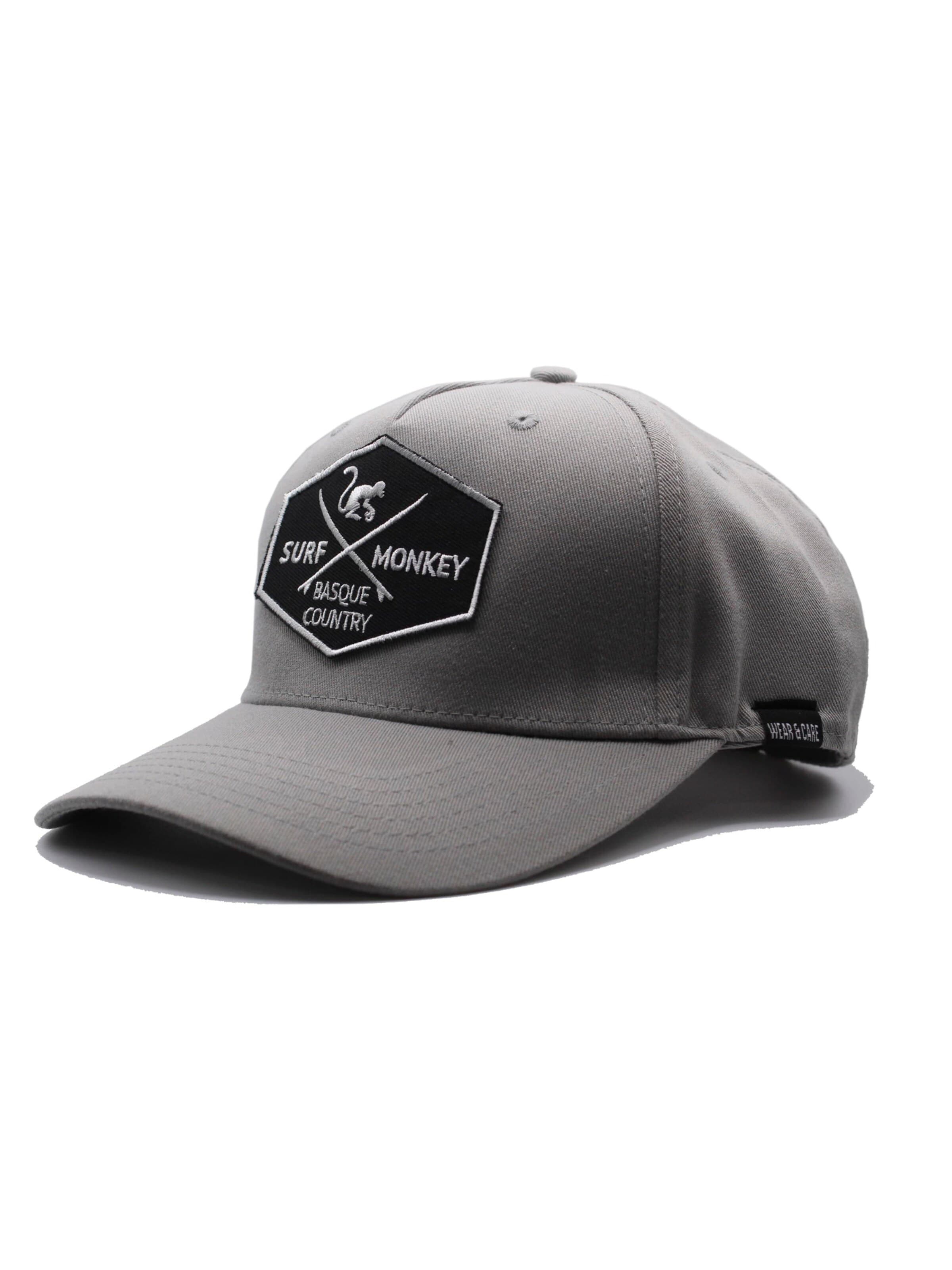 Cappello da baseball sportivo di Surf Monkey in grigio: frontale