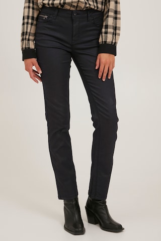 PULZ Jeans Slim fit Trousers 'EMMA' in Black: front