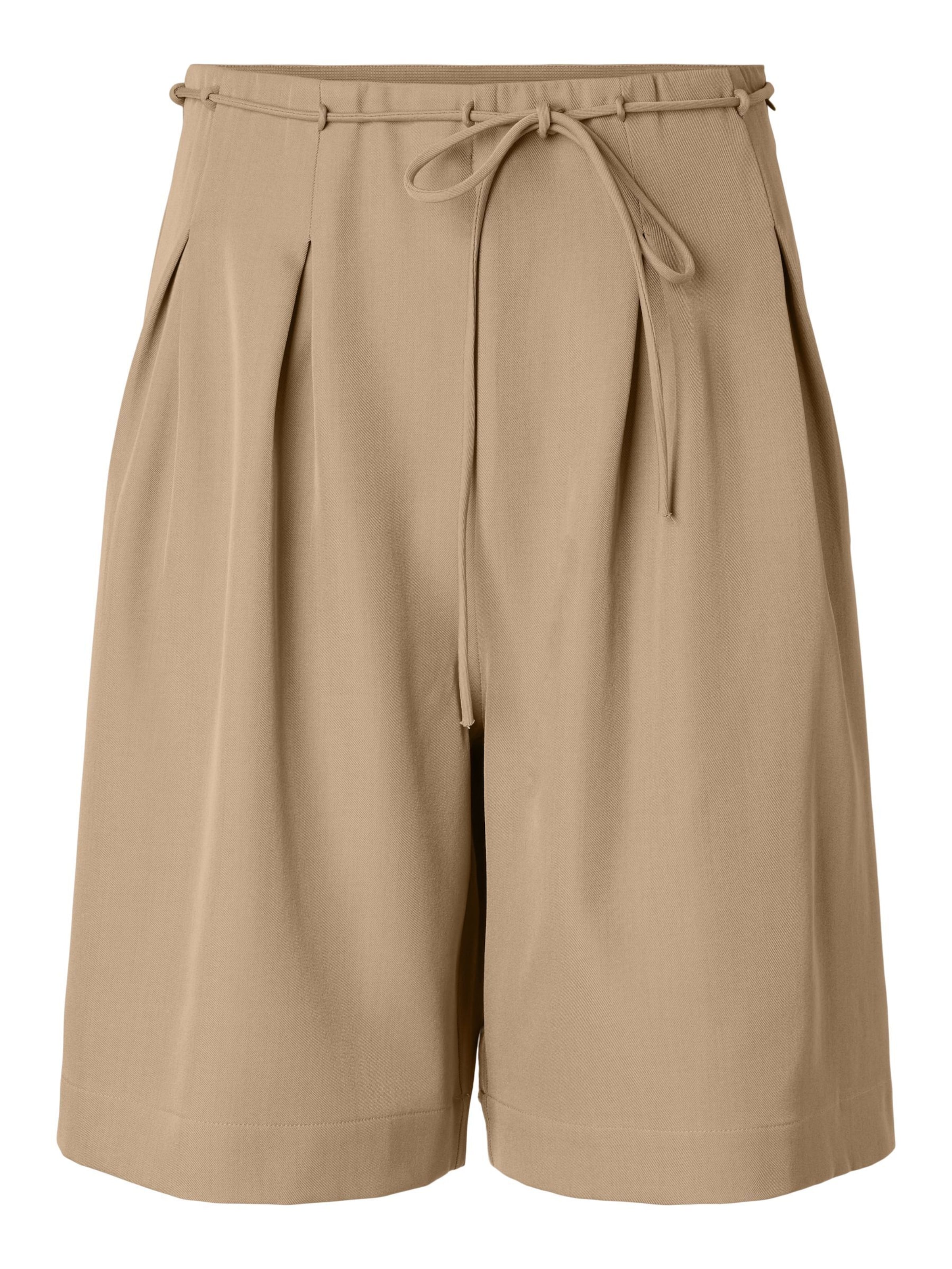 YAS Regular Bandplooibroek 'YASCamia' in Beige: voorkant