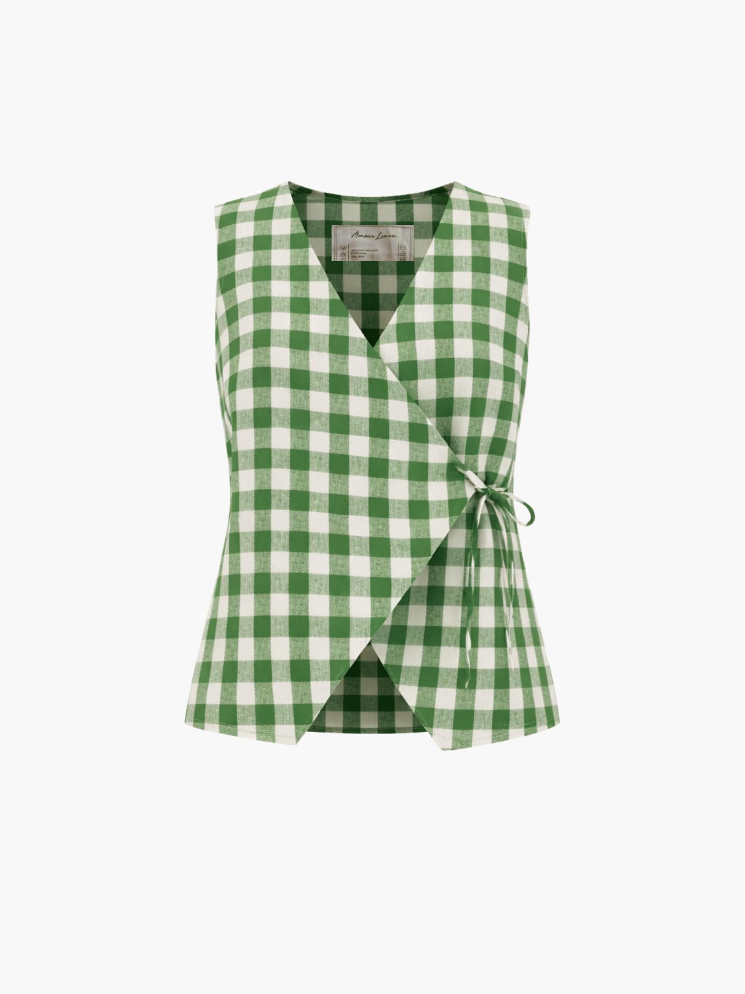 Top 'Blanca' di AmourLinen in verde: frontale