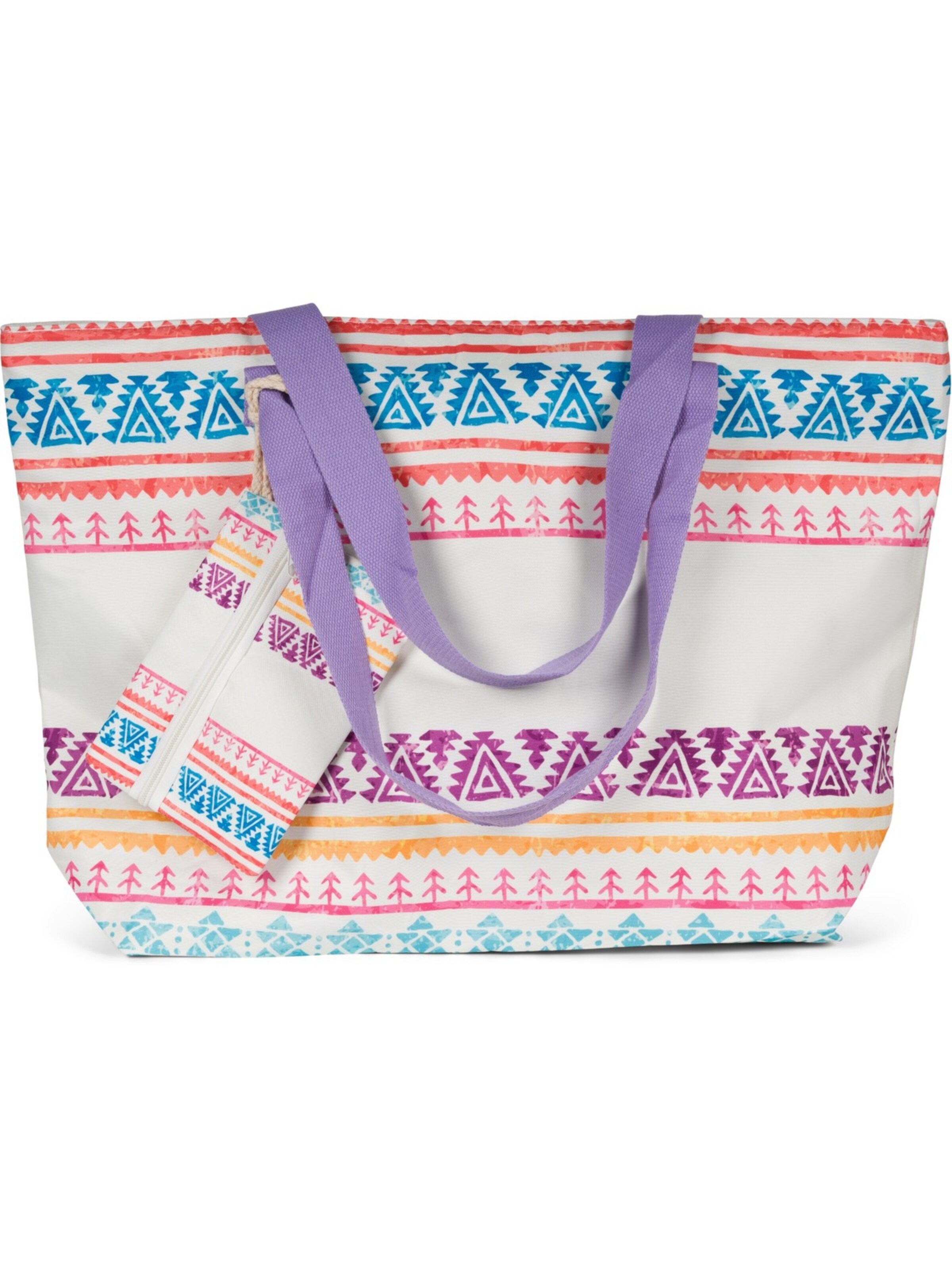 styleBREAKER Strandtasche 'Strandtasche Azteken Muster - Boho'‌‌‌ in Lila