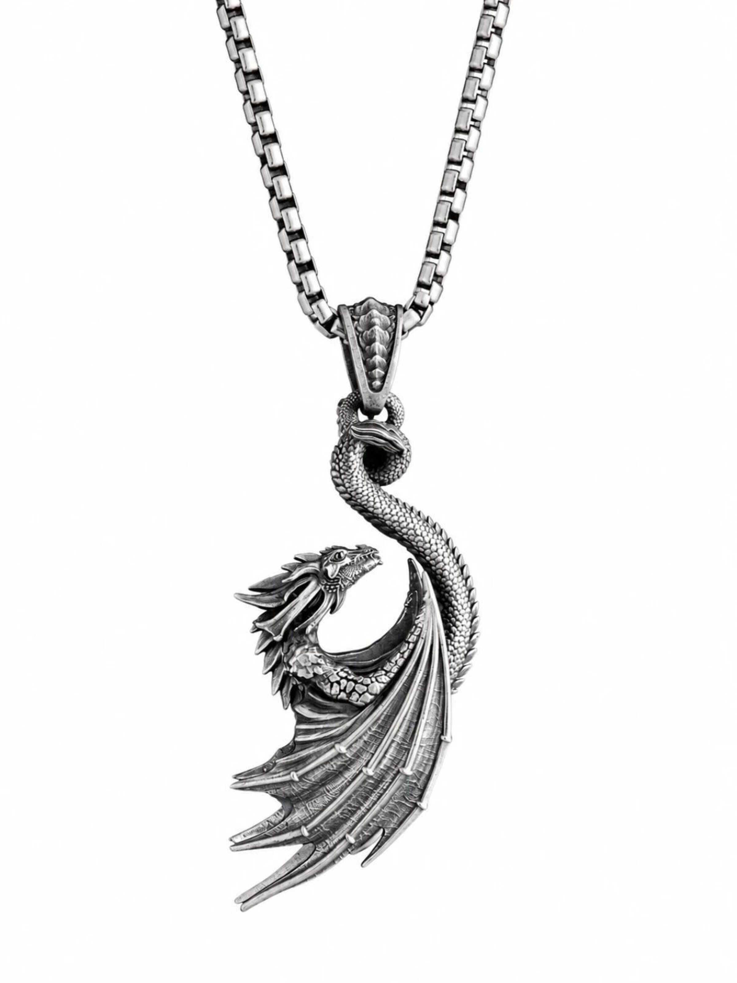 Pendentif 'DRAGON' REYTEL en argent : devant