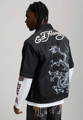 Fit confort Chemise 'Tonal Dragon' Ed Hardy en noir : devant