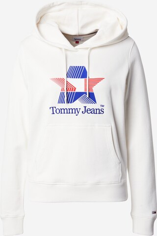 Tommy Jeans Mikina – bílá: přední strana