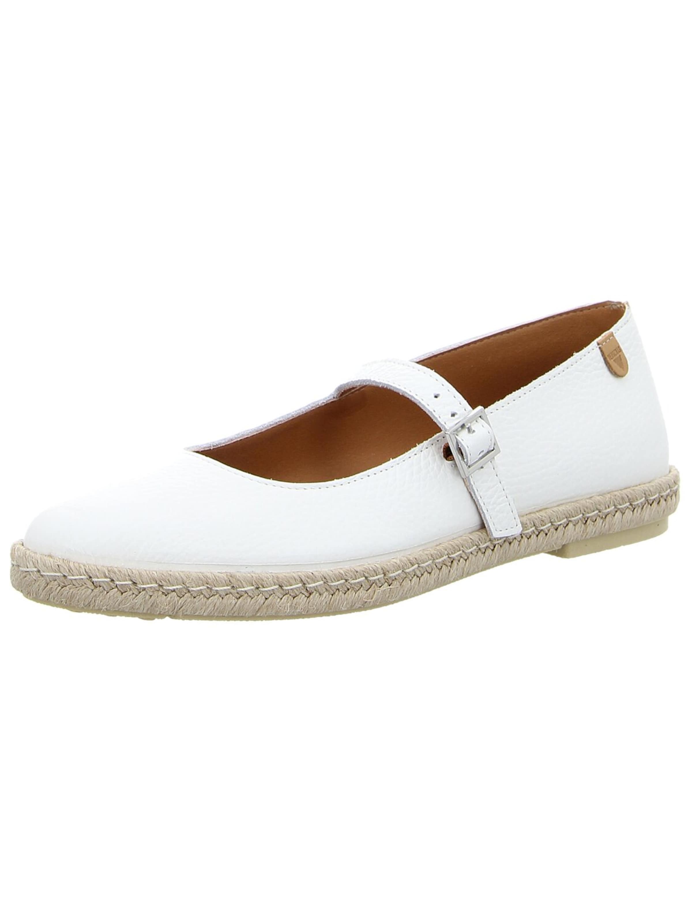 VERBENAS Ballet Flats with Strap 'Damen Ballerina KENDRA NUCLEO BLANCO Echt Leder in weiß' in White: front