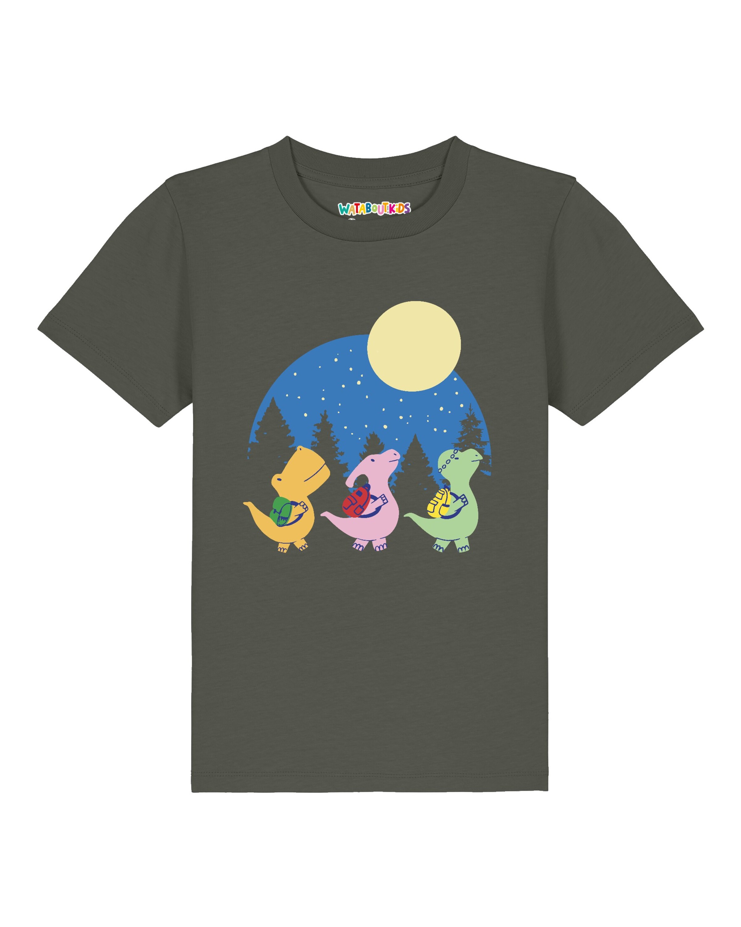 watabout.kids Shirt 'Dino Spaziergang' in 104 in Blue / Yellow / Olive, Item view