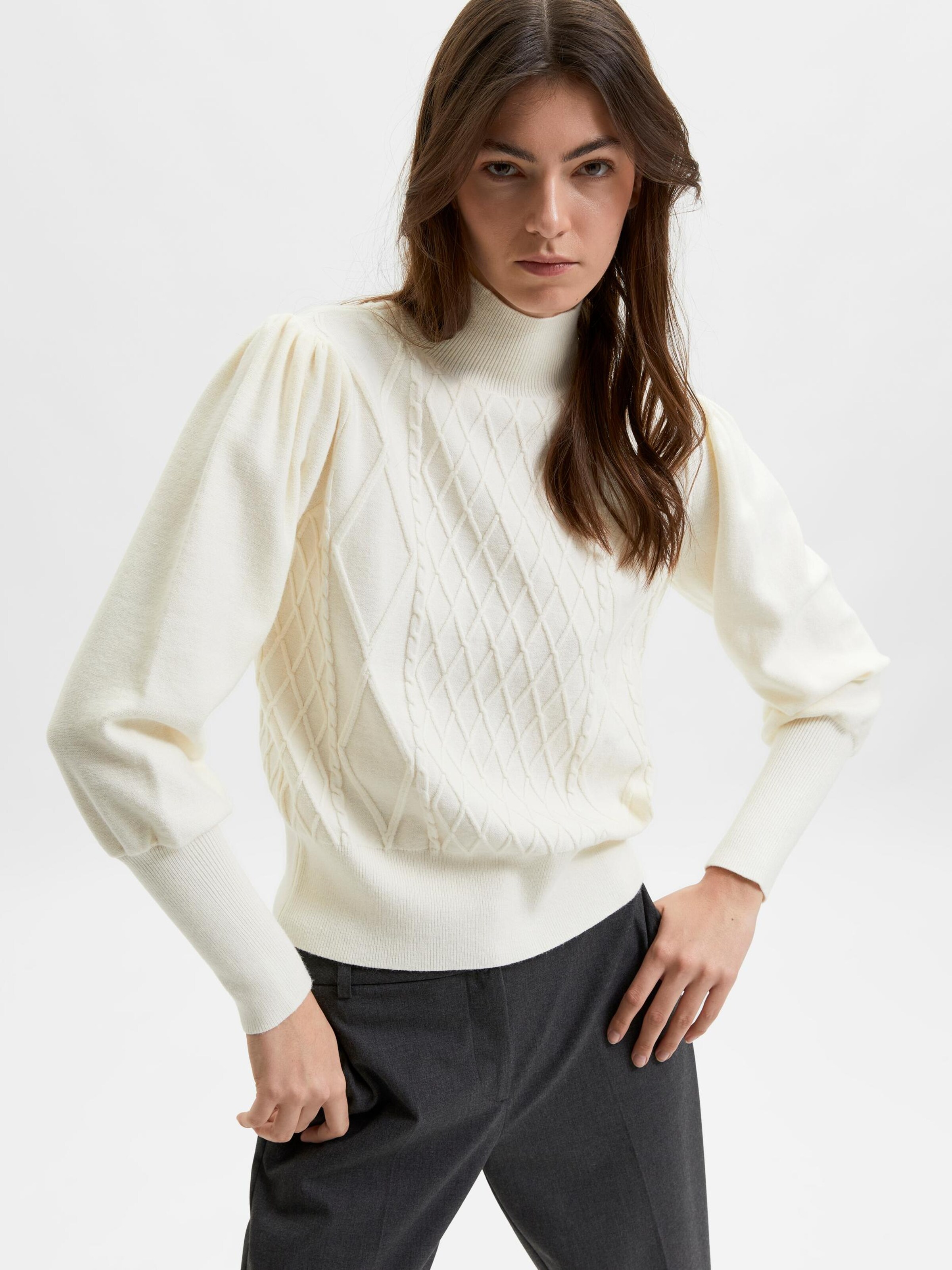 Grandes tailles Pull-over Iris SELECTED FEMME en Blanc 