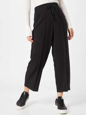 s.Oliver BLACK LABEL Wide Leg Stoffbukse i svart: forside