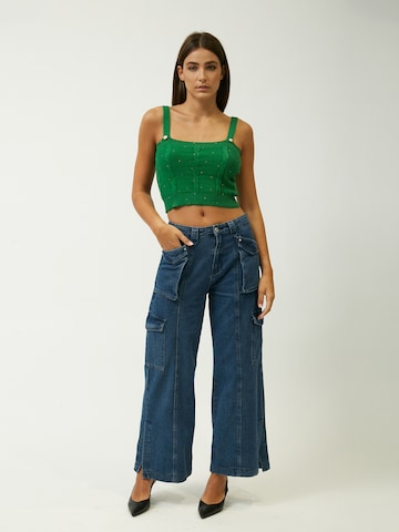 Influencer Wide Leg Cargofarkut värissä sininen