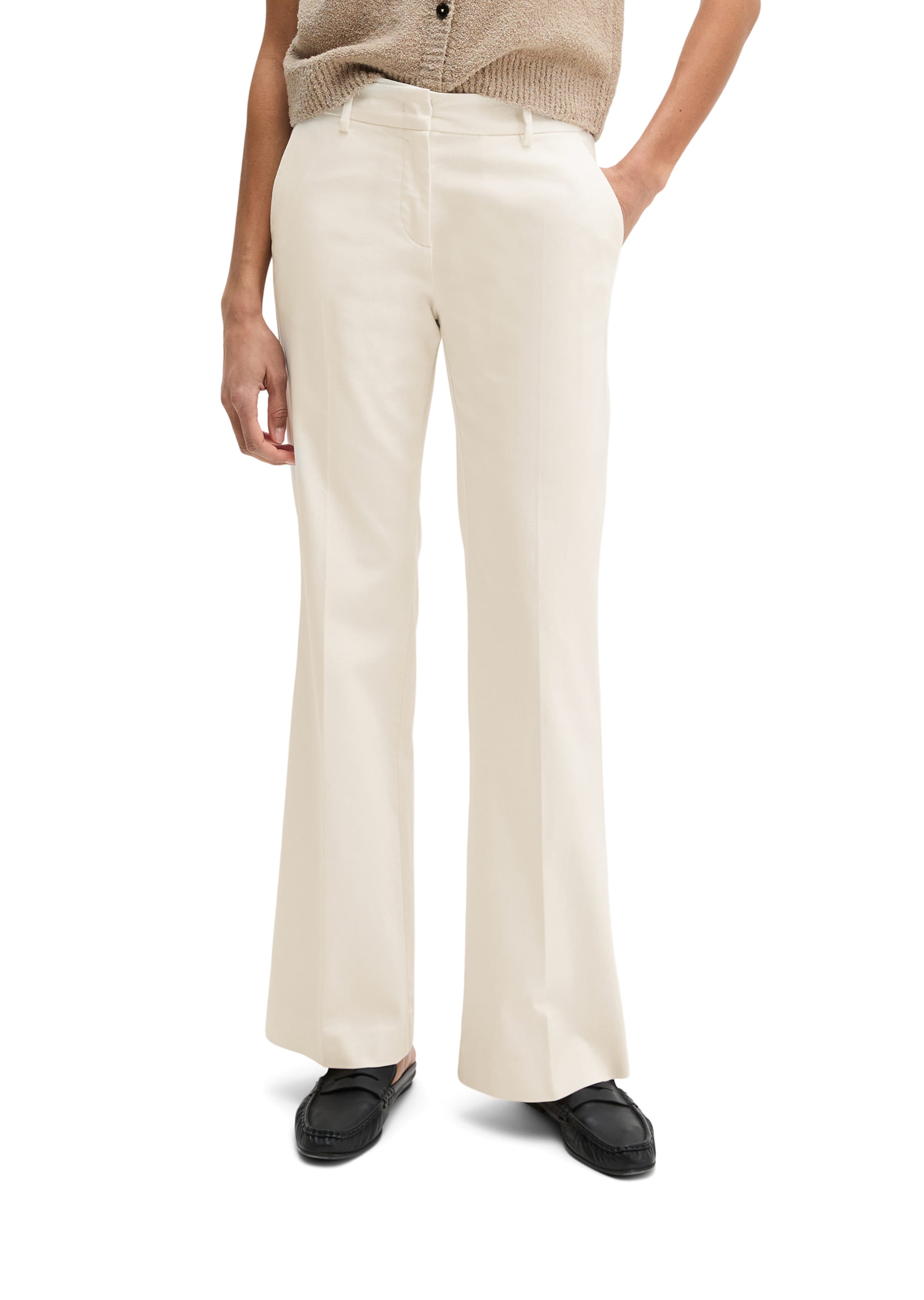 Marc O'Polo Flared Pantalon 'Marthe' in Wit: voorkant