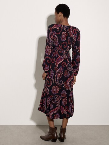 Apricot Jurk ' Wadenlanges Kleid mit Blumen ' in Lila