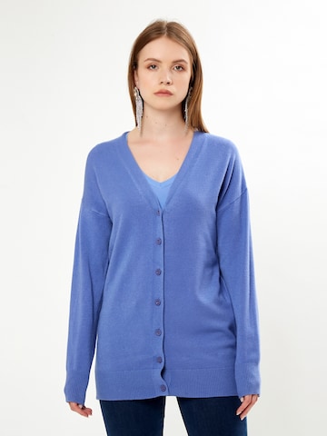 Influencer Gebreid vest in Blauw: voorkant