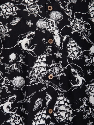 King Kerosin Regular fit Button Up Shirt 'Sailor' in Black