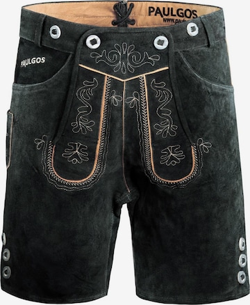 Paulgos Trachtenhose 'PAULGOS Herren Trachten Lederhose Kurz - HK2 - Echtes Leder - in 3 Farben erhältlich - Größe 44 - 60' in Grau: Vorderseite