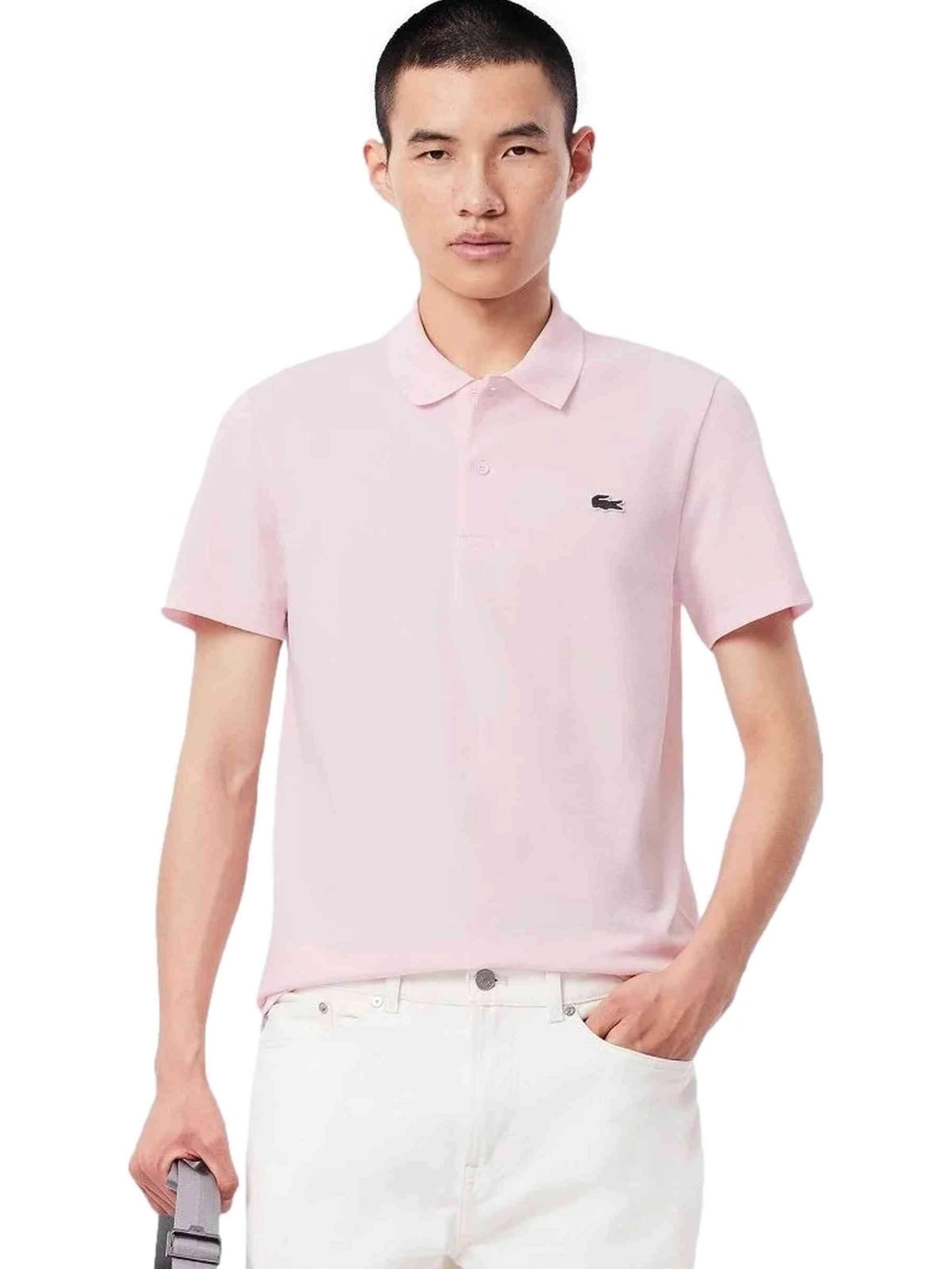 LACOSTE - Camiseta 'Polo lacoste rosa toned logo regular shirt' en rosa: frente