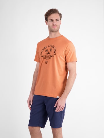 LERROS T-Shirt mit O-Neck aus softer Baumwolle mit Summervibe-Print in Orange