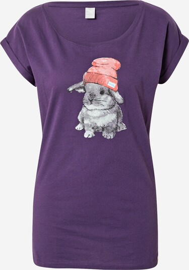 Iriedaily T-Shirt 'It Hasi' in grau / lila, Produktansicht