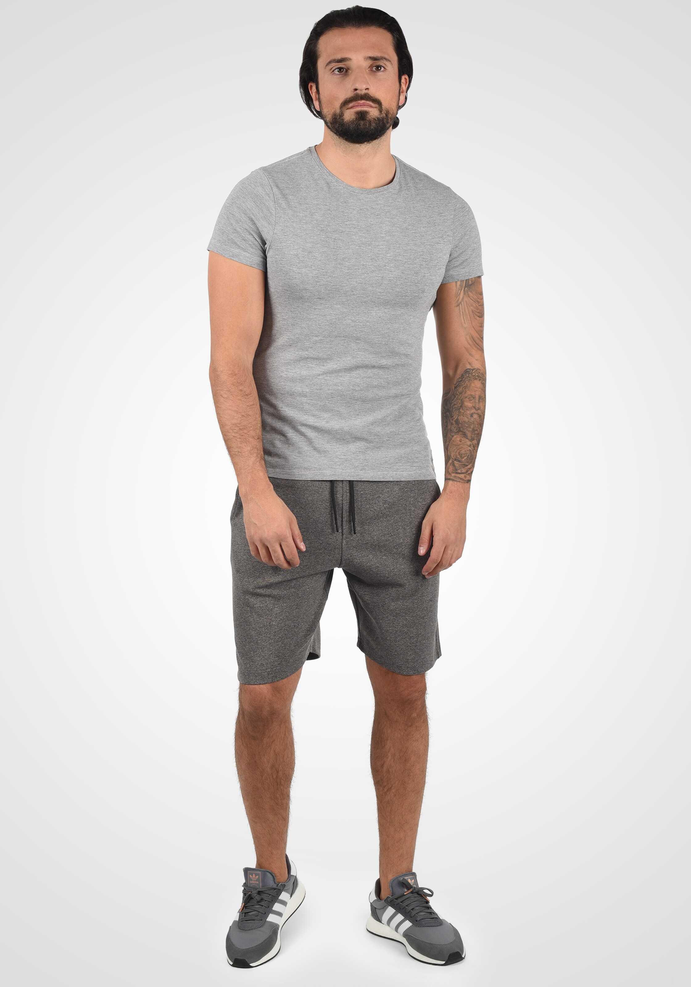 Männer Große Größen  Solid Shorts 'Steven' in Grau - QJ89003