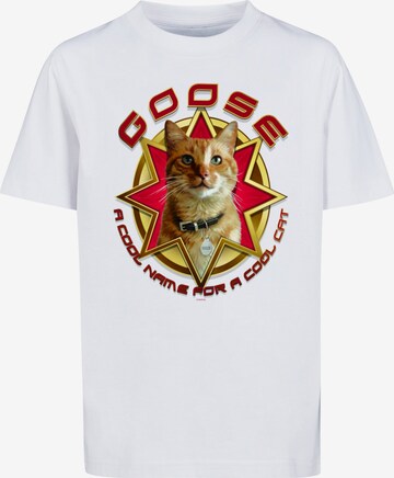 ABSOLUTE CULT Shirt 'Captain Marvel - Movie Goose Cool Cat' in White: front
