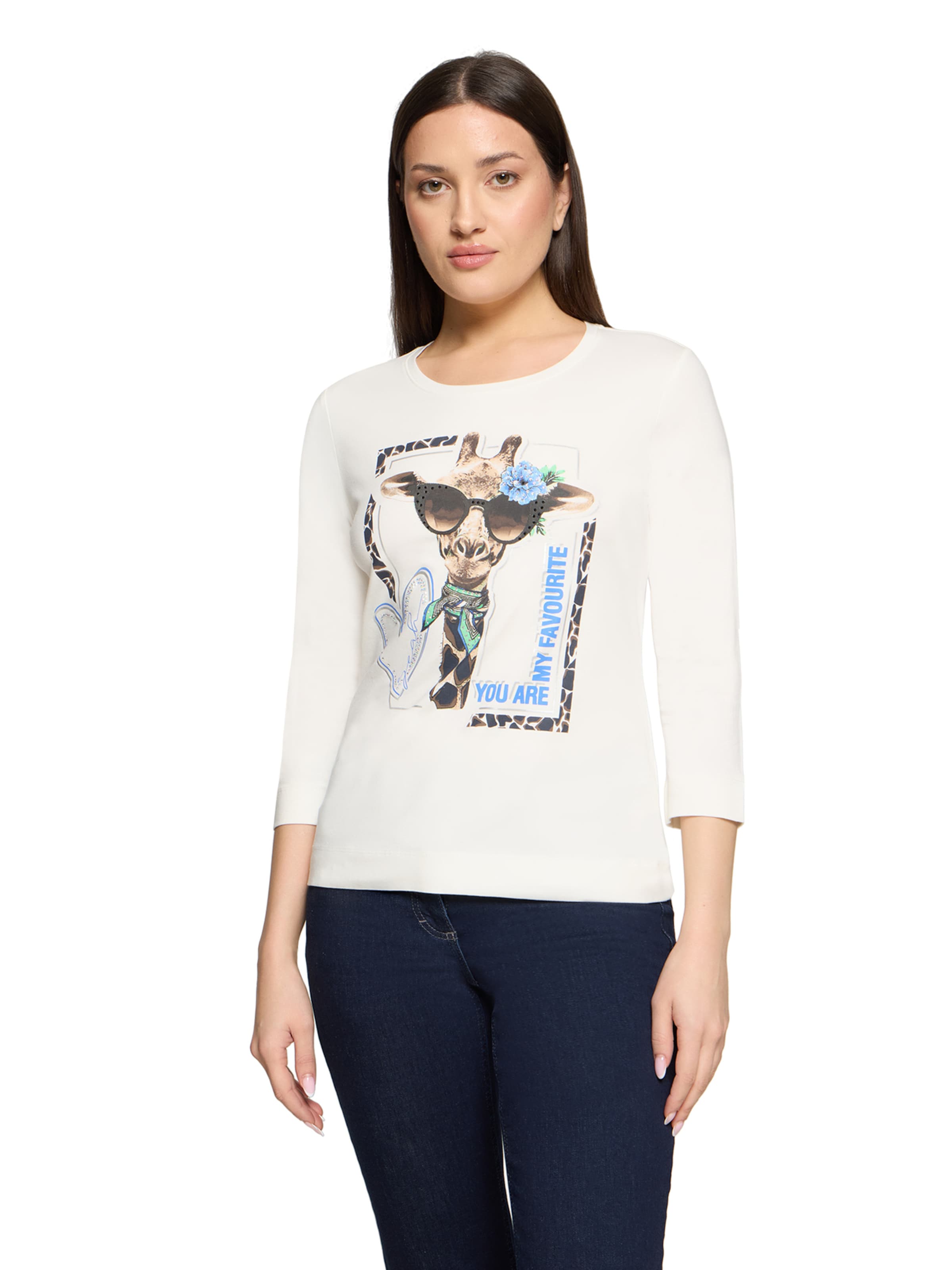 Betty Barclay Basic Shirt mit Aufdruck in Beige: Vorderseite