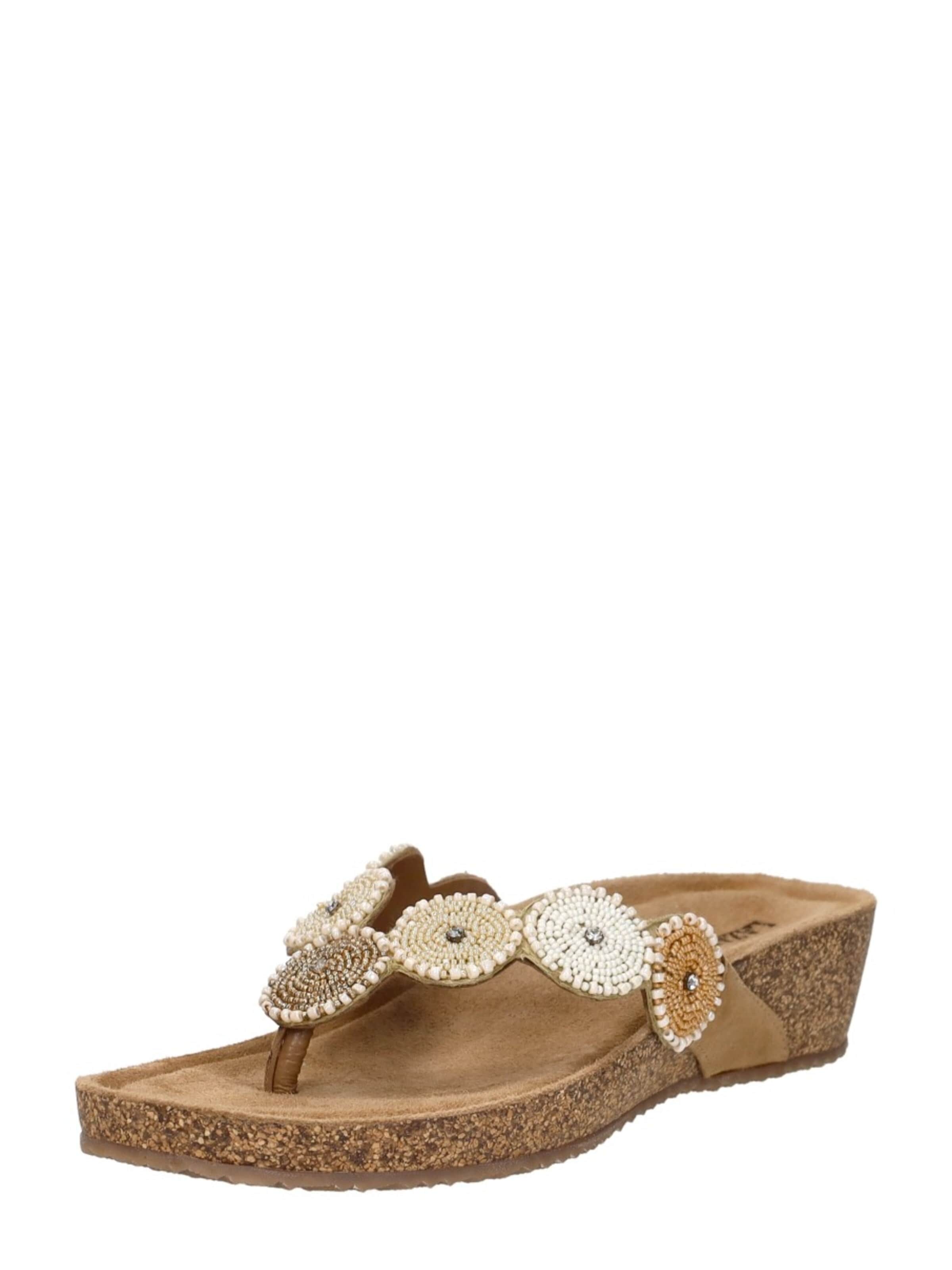 LAZAMANI Teenslipper 'Mare' in Beige: voorkant