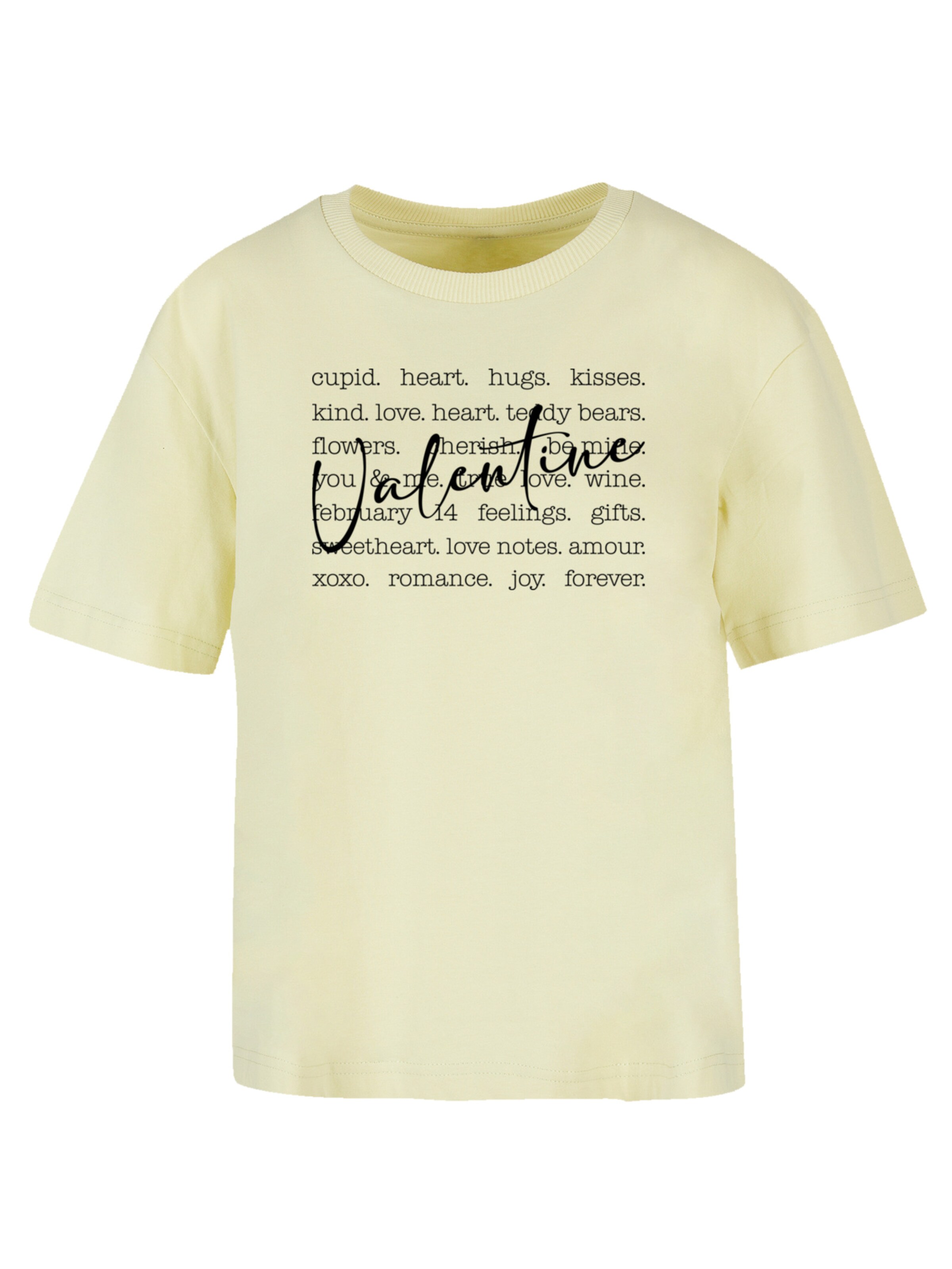 T-shirt 'Valentine Herz Hugs Kisses Love Flowers Joy' F4NT4STIC en jaune : devant