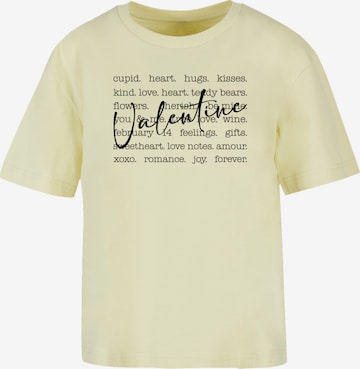T-shirt 'Valentine Herz Hugs Kisses Love Flowers Joy' F4NT4STIC en jaune : devant