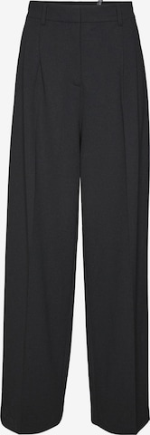 VERO MODA Bukser med lægfolder i sort: forside