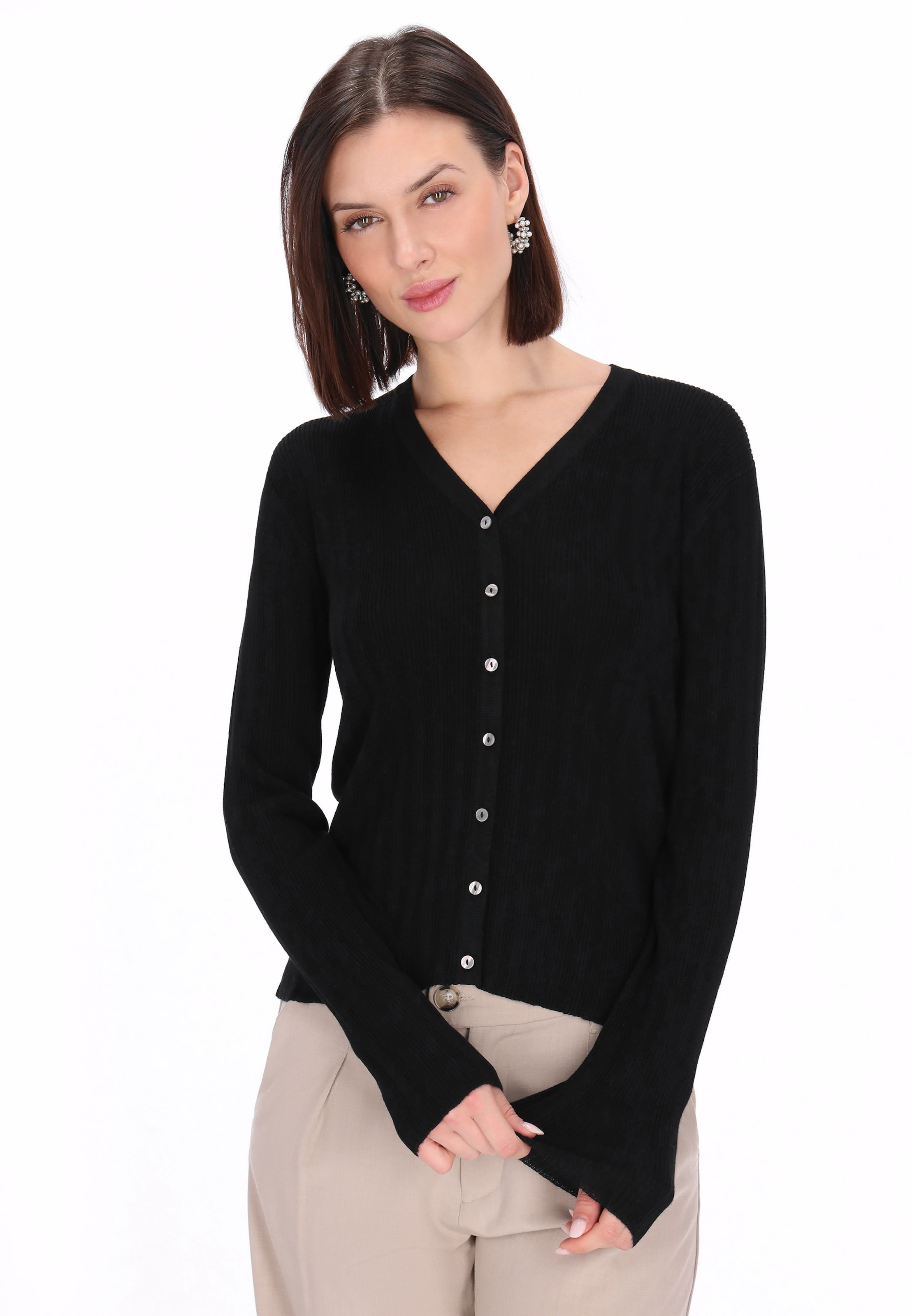 Usha Knit Cardigan in Black: front