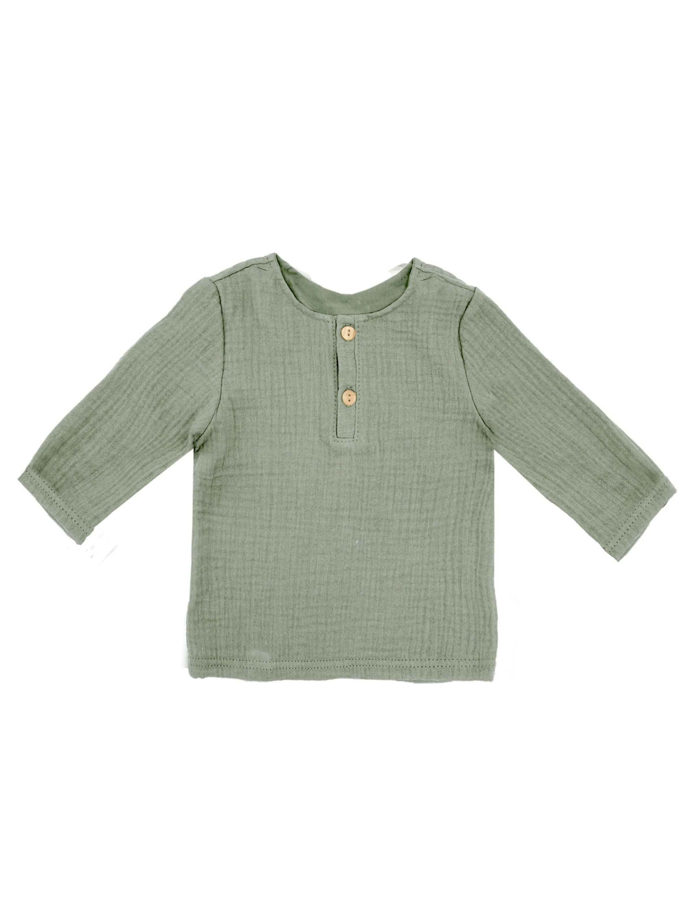 MAXIMO Shirt 'GOTS BABY BOY-Hemd, Langarm Musselinstoff' in Green: front