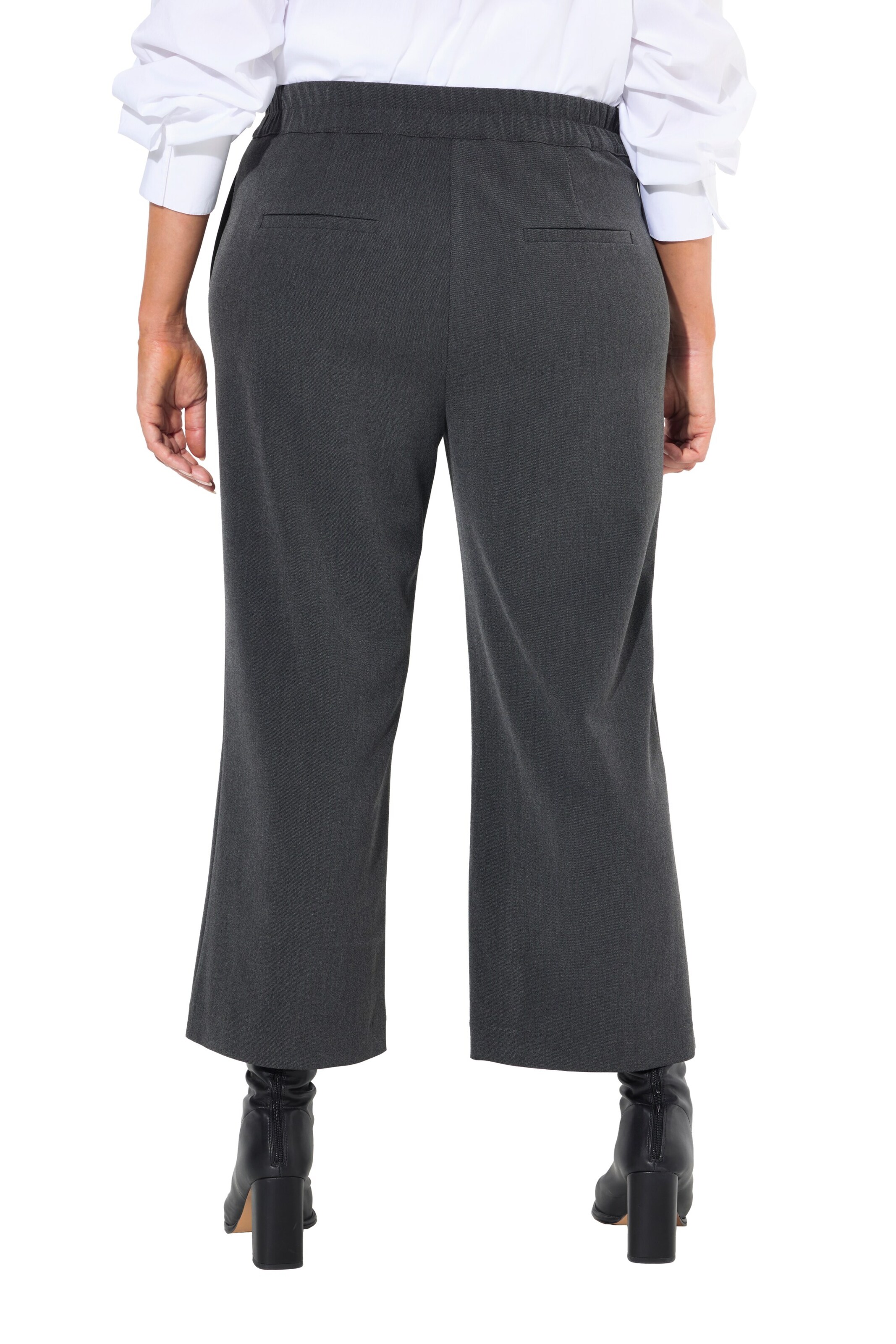 Ulla Popken Boot cut Pleat-Front Pants in Grey