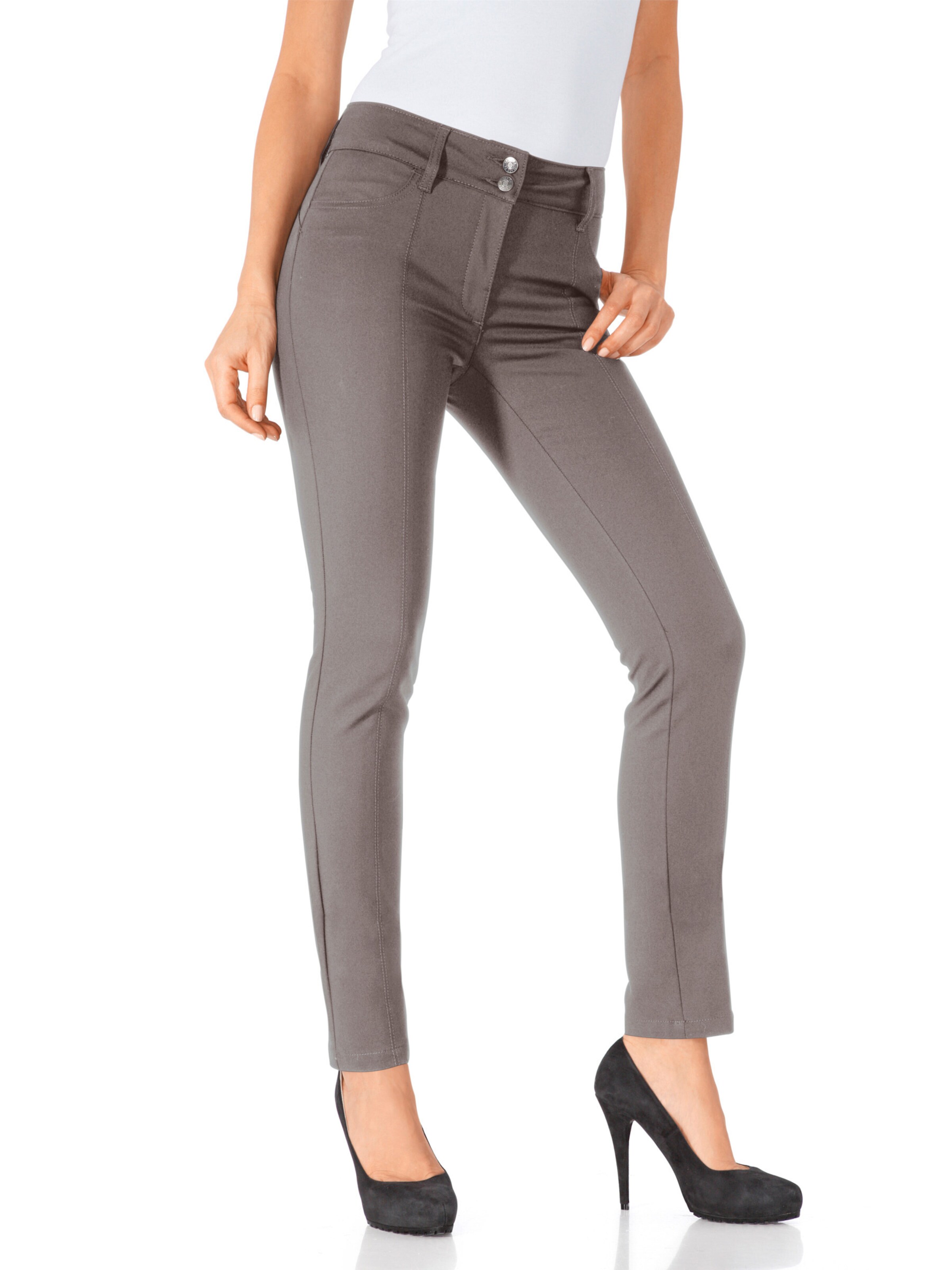 heine Slimfit Hlače | siva barva: sprednja stran