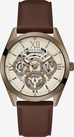 GUESS Analoog horloge 'TAILOR' in Bruin: voorkant